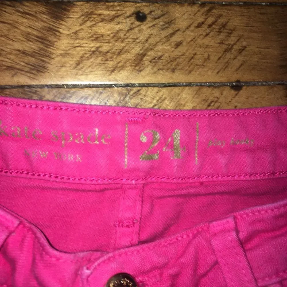 Kate Spade Broome Street hot pink Play Hooky size 24 skinny cropped jeans - Picture 3 of 5